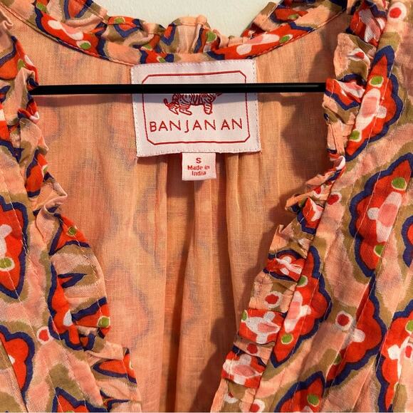 Banjanan Pink Red Printed Cotton Mini Dress Small - Picture 8 of 11